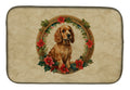Cocker Spaniel Christmas Flowers Dish Drying Mat Absorbent Dish Drying Mat Pad for Kitchen Counter Dish Drainer Mat for Countertop, 14 x 21", Multicolor