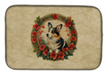 Corgi Christmas Flowers Dish Drying Mat Absorbent Dish Drying Mat Pad for Kitchen Counter Dish Drainer Mat for Countertop, 14 x 21", Multicolor