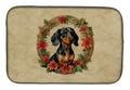 Dachshund Christmas Flowers Dish Drying Mat Absorbent Dish Drying Mat Pad for Kitchen Counter Dish Drainer Mat for Countertop, 14 x 21", Multicolor