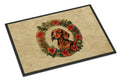 Dachshund Christmas Flowers Doormat Indoor Outdoor 18H X 27W Front Door Mat Rugs for Entryway, Non Slip Washable