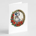 Dalmatian Christmas Flowers Greeting Cards Pack of 8 Blank Cards with Envelopes Whimsical A7 Size 5x7