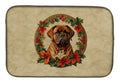Dogue de Bordeaux Christmas Flowers Dish Drying Mat Absorbent Dish Drying Mat Pad for Kitchen Counter Dish Drainer Mat for Countertop, 14 x 21", Multicolor