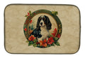 English Springer Spaniel Christmas Flowers Dish Drying Mat Absorbent Dish Drying Mat Pad for Kitchen Counter Dish Drainer Mat for Countertop, 14 x 21", Multicolor