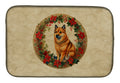 Finnish Spitz Christmas Flowers Dish Drying Mat Absorbent Dish Drying Mat Pad for Kitchen Counter Dish Drainer Mat for Countertop, 14 x 21", Multicolor