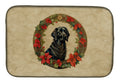 Flat-Coated Retriever Christmas Flowers Dish Drying Mat Absorbent Dish Drying Mat Pad for Kitchen Counter Dish Drainer Mat for Countertop, 14 x 21", Multicolor