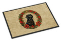 Flat-Coated Retriever Christmas Flowers Doormat Indoor Outdoor 24H X 36W Front Door Mat Rugs for Entryway, Non Slip Washable Low Pile,