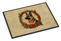 German Shepherd Christmas Flowers Doormat Indoor Outdoor 24H X 36W Front Door Mat Rugs for Entryway, Non Slip Washable Low Pile,
