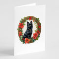 German Spitz Christmas Flowers Greeting Cards Pack of 8 Blank Cards with Envelopes Whimsical A7 Size 5x7