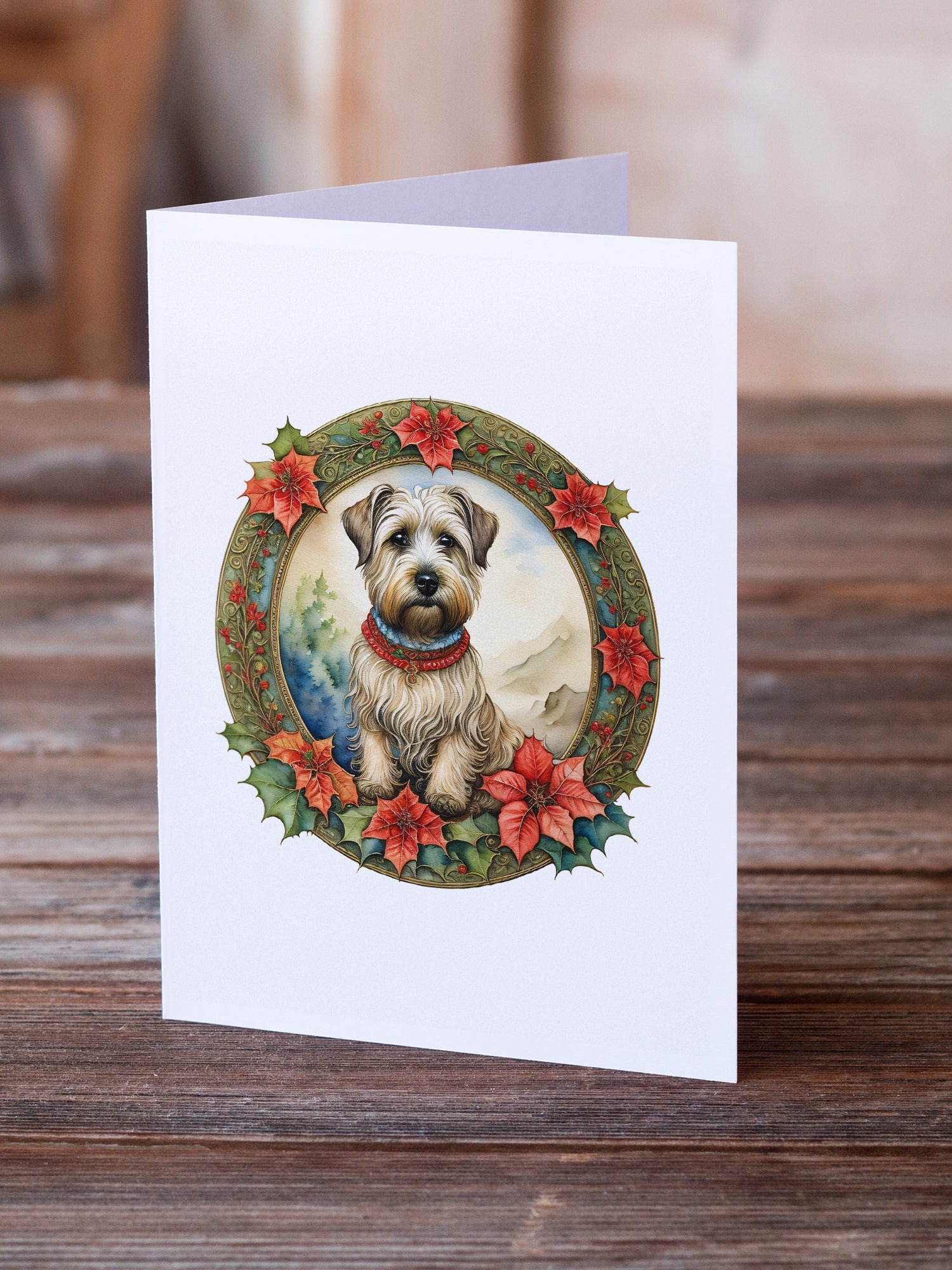 Glen of Imaal Terrier Christmas Flowers Greeting Cards Pack of 8 Blank Cards with Envelopes Whimsical A7 Size 5x7