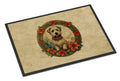Glen of Imaal Terrier Christmas Flowers Doormat Indoor Outdoor 18H X 27W Front Door Mat Rugs for Entryway, Non Slip Washable