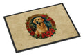 Golden Retriever Christmas Flowers Doormat Indoor Outdoor 18H X 27W Front Door Mat Rugs for Entryway, Non Slip Washable