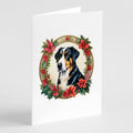 Greater Swiss Mountain Dog Christmas Flowers Greeting Cards Pack of 8 Blank Cards with Envelopes Whimsical A7 Size 5x7