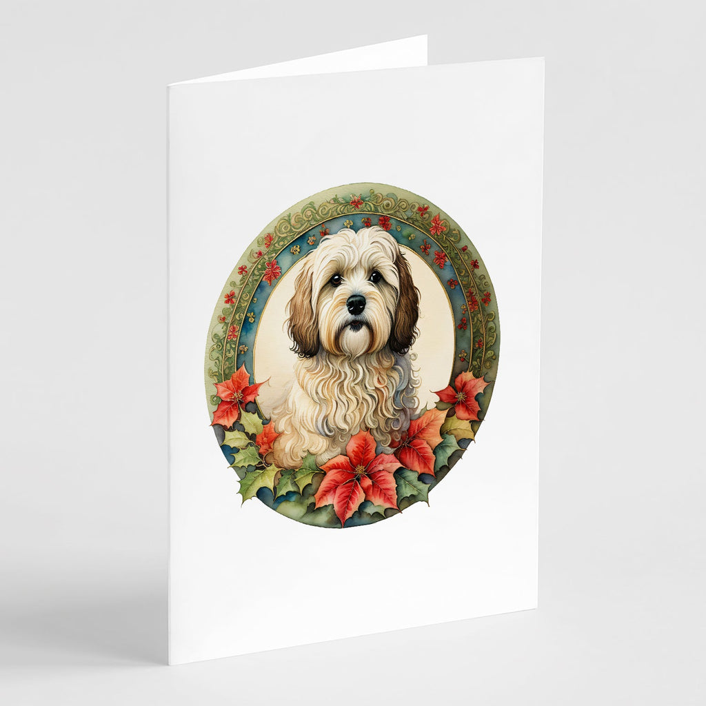 Havanese Christmas Flowers Greeting Cards Pack of 8 Blank Cards with Envelopes Whimsical A7 Size 5x7