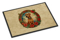 Irish Terrier Christmas Flowers Doormat Indoor Outdoor 24H X 36W Front Door Mat Rugs for Entryway, Non Slip Washable Low Pile,