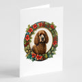 Irish Water Spaniel Christmas Flowers Greeting Cards Pack of 8 Blank Cards with Envelopes Whimsical A7 Size 5x7