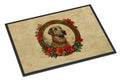 Irish Wolfhound Christmas Flowers Doormat Indoor Outdoor 18H X 27W Front Door Mat Rugs for Entryway, Non Slip Washable