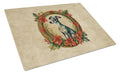 Italian Greyhound Christmas Flowers Cutting Board Tempered Glass Kitchen Cutting Surface, Heat Resistant Chopping, Non-Slip Feet, Food Prep & Serving