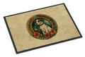 Jack Russell Terrier Christmas Flowers Doormat Indoor Outdoor 18H X 27W Front Door Mat Rugs for Entryway, Non Slip Washable