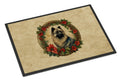 Keeshond Christmas Flowers Doormat Indoor Outdoor 24H X 36W Front Door Mat Rugs for Entryway, Non Slip Washable Low Pile,