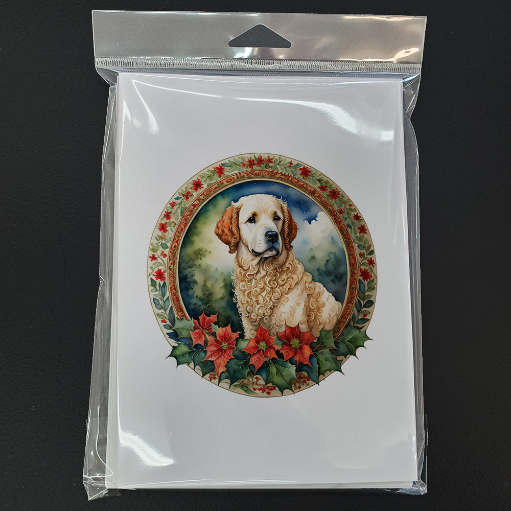 Kuvasz Christmas Flowers Greeting Cards Pack of 8 Blank Cards with Envelopes Whimsical A7 Size 5x7