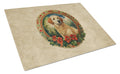 Kuvasz Christmas Flowers Cutting Board Tempered Glass Kitchen Cutting Surface, Heat Resistant Chopping, Non-Slip Feet, Food Prep & Serving