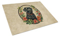 Labrador Retriever Christmas Flowers Cutting Board Tempered Glass Kitchen Cutting Surface, Heat Resistant Chopping, Non-Slip Feet, Food Prep & Serving