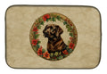 Labrador Retriever Christmas Flowers Dish Drying Mat Absorbent Dish Drying Mat Pad for Kitchen Counter Dish Drainer Mat for Countertop, 14 x 21", Multicolor