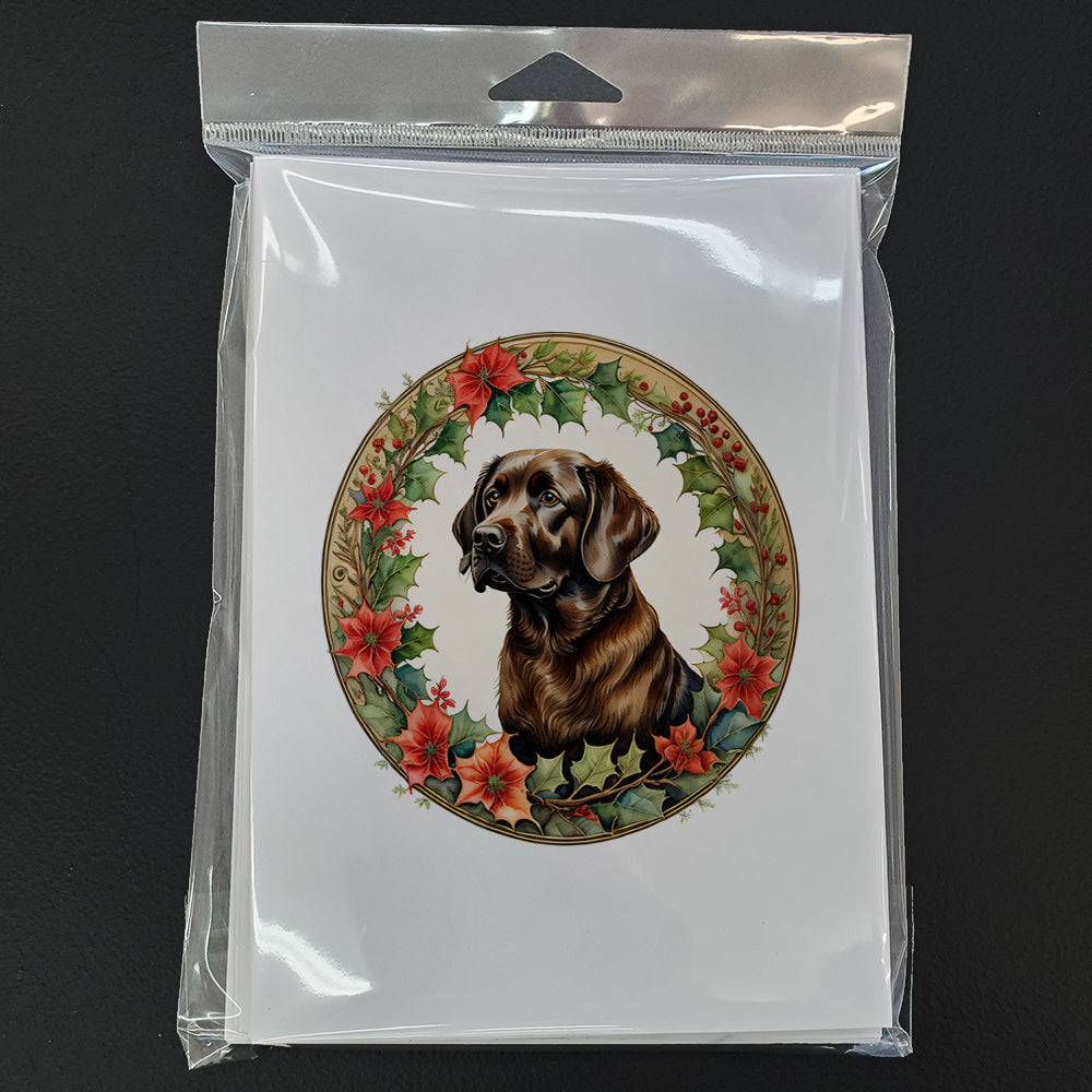 Labrador Retriever Christmas Flowers Greeting Cards Pack of 8 Blank Cards with Envelopes Whimsical A7 Size 5x7