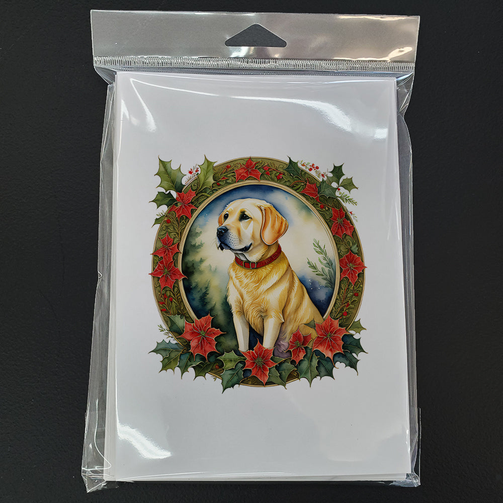 Labrador Retriever Christmas Flowers Greeting Cards Pack of 8 Blank Cards with Envelopes Whimsical A7 Size 5x7