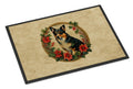 Lancashire Heeler Christmas Flowers Doormat Indoor Outdoor 18H X 27W Front Door Mat Rugs for Entryway, Non Slip Washable