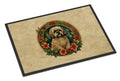 Lhasa Apso Christmas Flowers Doormat Indoor Outdoor 18H X 27W Front Door Mat Rugs for Entryway, Non Slip Washable