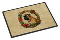 Mastiff Christmas Flowers Doormat Indoor Outdoor 24H X 36W Front Door Mat Rugs for Entryway, Non Slip Washable Low Pile,