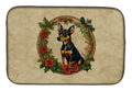 Miniature Pinscher Christmas Flowers Dish Drying Mat Absorbent Dish Drying Mat Pad for Kitchen Counter Dish Drainer Mat for Countertop, 14 x 21", Multicolor