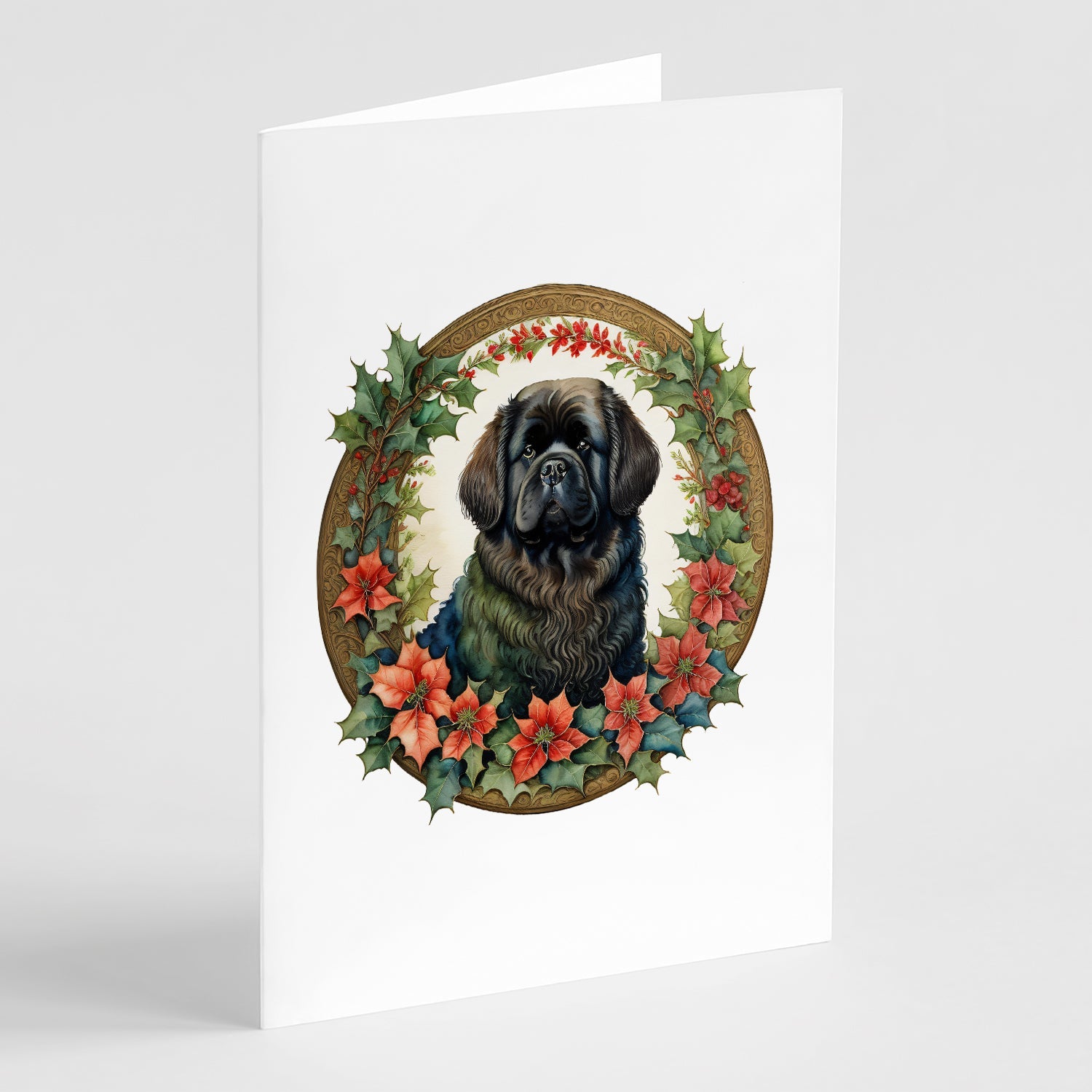 Newfoundland Christmas Flowers Greeting Cards Pack of 8 Blank Cards with Envelopes Whimsical A7 Size 5x7