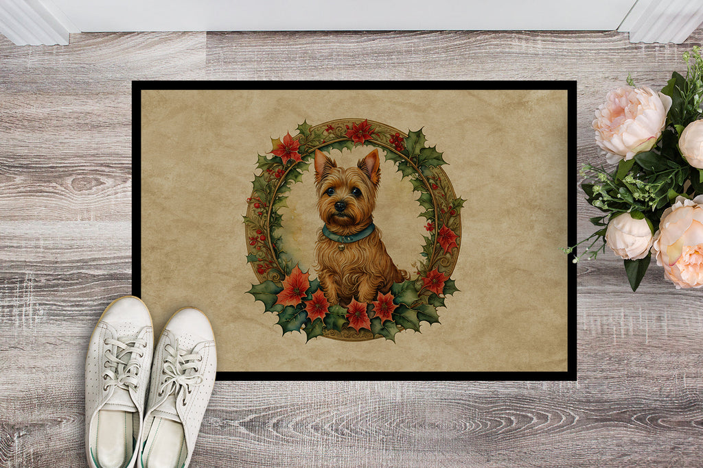 Norwich Terrier Christmas Flowers Doormat Indoor Outdoor 24H X 36W Front Door Mat Rugs for Entryway, Non Slip Washable Low Pile,