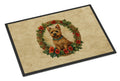Norwich Terrier Christmas Flowers Doormat Indoor Outdoor 18H X 27W Front Door Mat Rugs for Entryway, Non Slip Washable