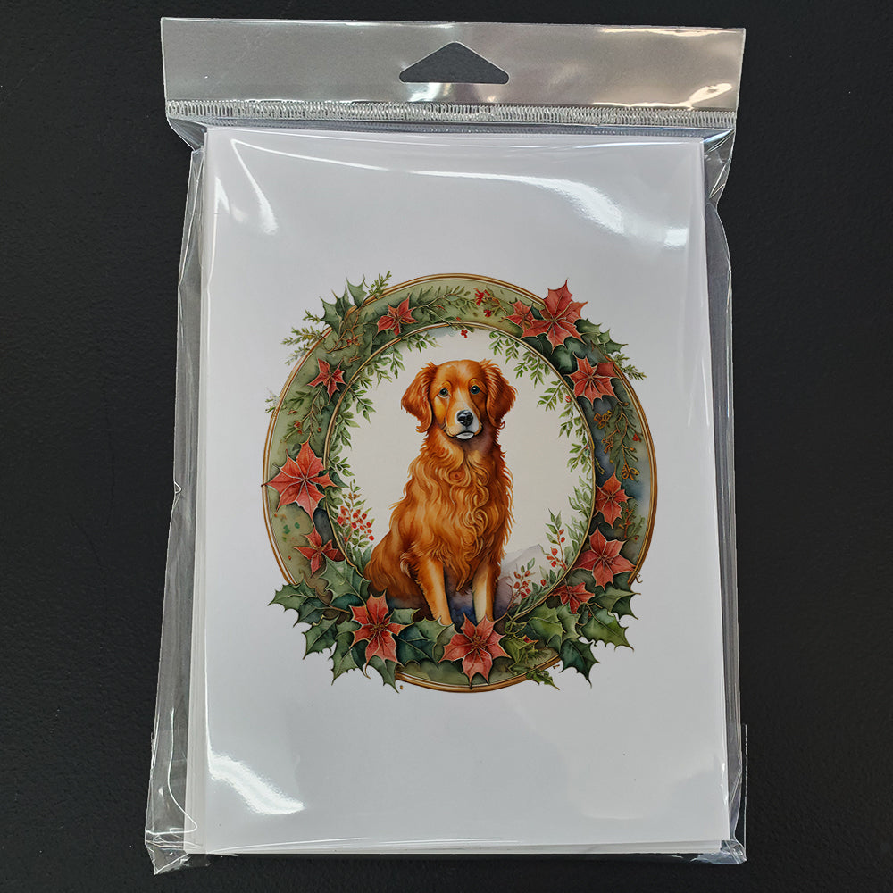Nova Scotia Duck Tolling Retriever Christmas Flowers Greeting Cards Pack of 8 Blank Cards with Envelopes Whimsical A7 Size 5x7