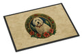 Old English Sheepdog Christmas Flowers Doormat Indoor Outdoor 18H X 27W Front Door Mat Rugs for Entryway, Non Slip Washable