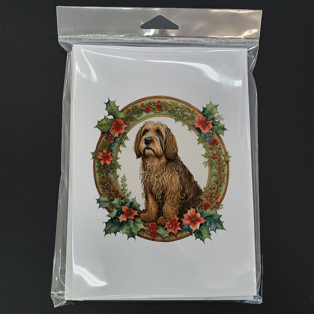 Otterhound Christmas Flowers Greeting Cards Pack of 8 Blank Cards with Envelopes Whimsical A7 Size 5x7