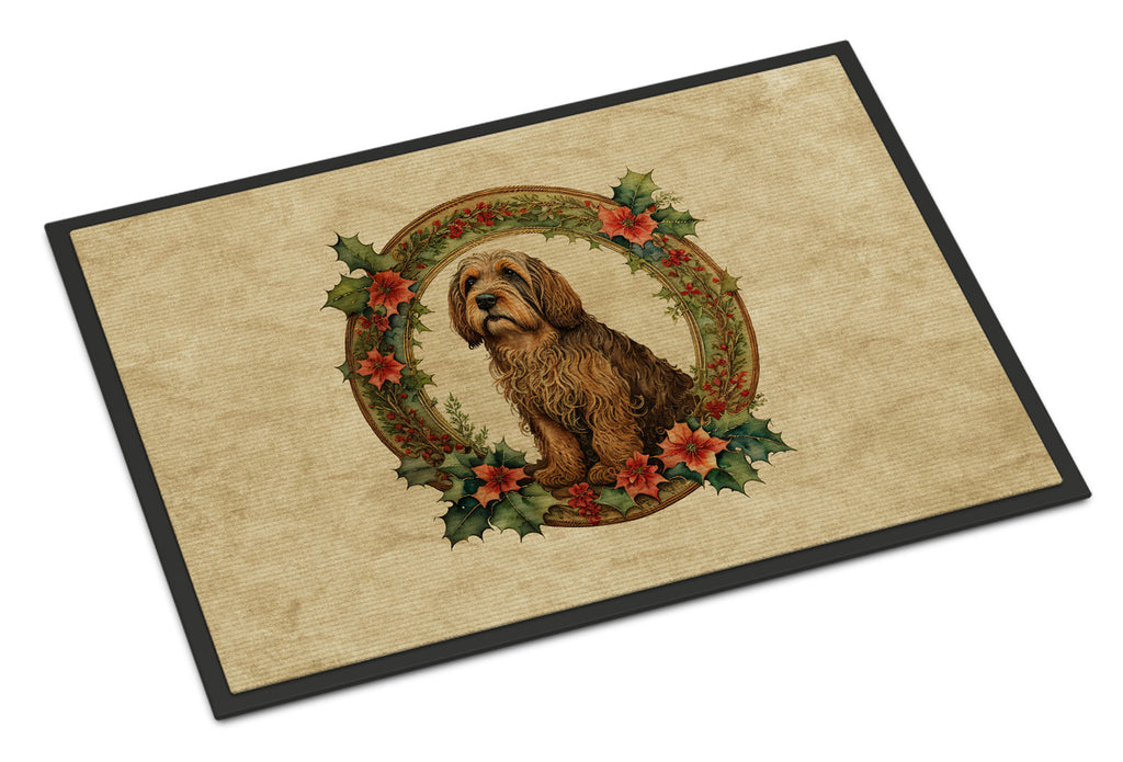 Otterhound Christmas Flowers Doormat Indoor Outdoor 24H X 36W Front Door Mat Rugs for Entryway, Non Slip Washable Low Pile,