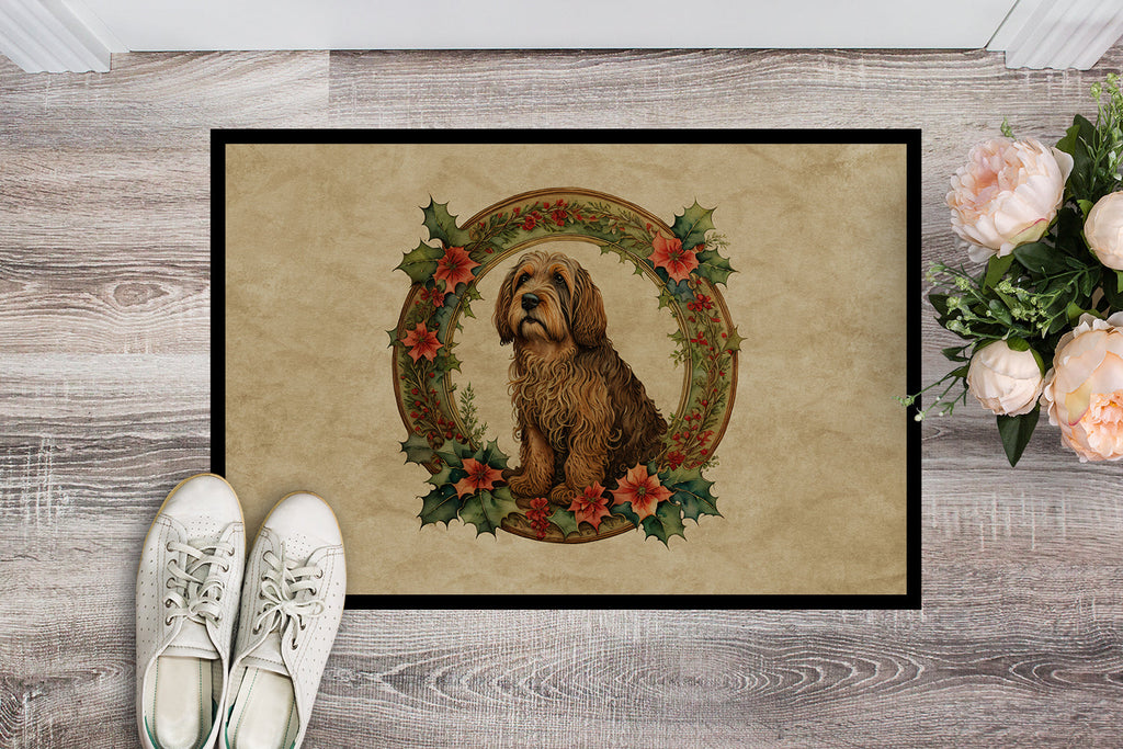 Otterhound Christmas Flowers Doormat Indoor Outdoor 24H X 36W Front Door Mat Rugs for Entryway, Non Slip Washable Low Pile,