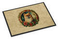 Pomeranian Christmas Flowers Doormat Indoor Outdoor 18H X 27W Front Door Mat Rugs for Entryway, Non Slip Washable