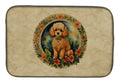 Poodle Christmas Flowers Dish Drying Mat Absorbent Dish Drying Mat Pad for Kitchen Counter Dish Drainer Mat for Countertop, 14 x 21", Multicolor
