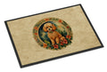 Poodle Christmas Flowers Doormat Indoor Outdoor 24H X 36W Front Door Mat Rugs for Entryway, Non Slip Washable Low Pile,
