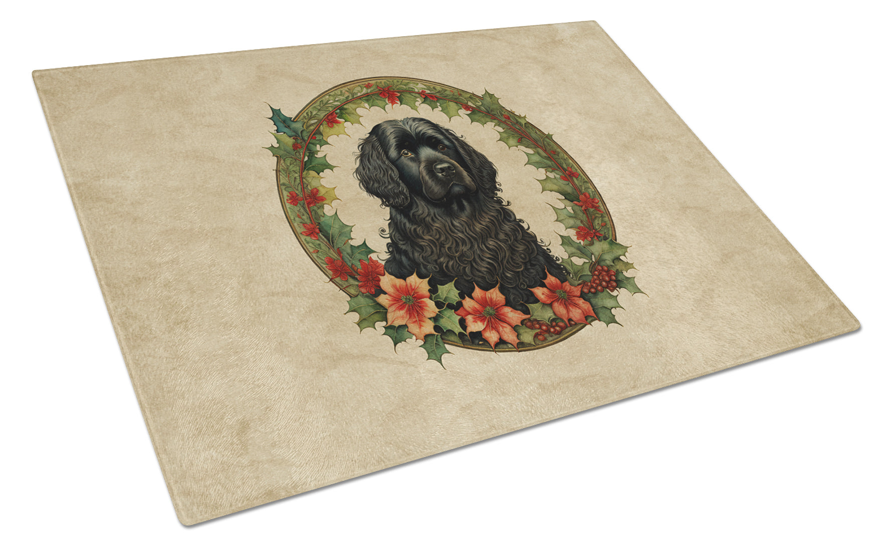 Puli Christmas Flowers Cutting Board Tempered Glass Kitchen Cutting Surface, Heat Resistant Chopping, Non-Slip Feet, Food Prep & Serving