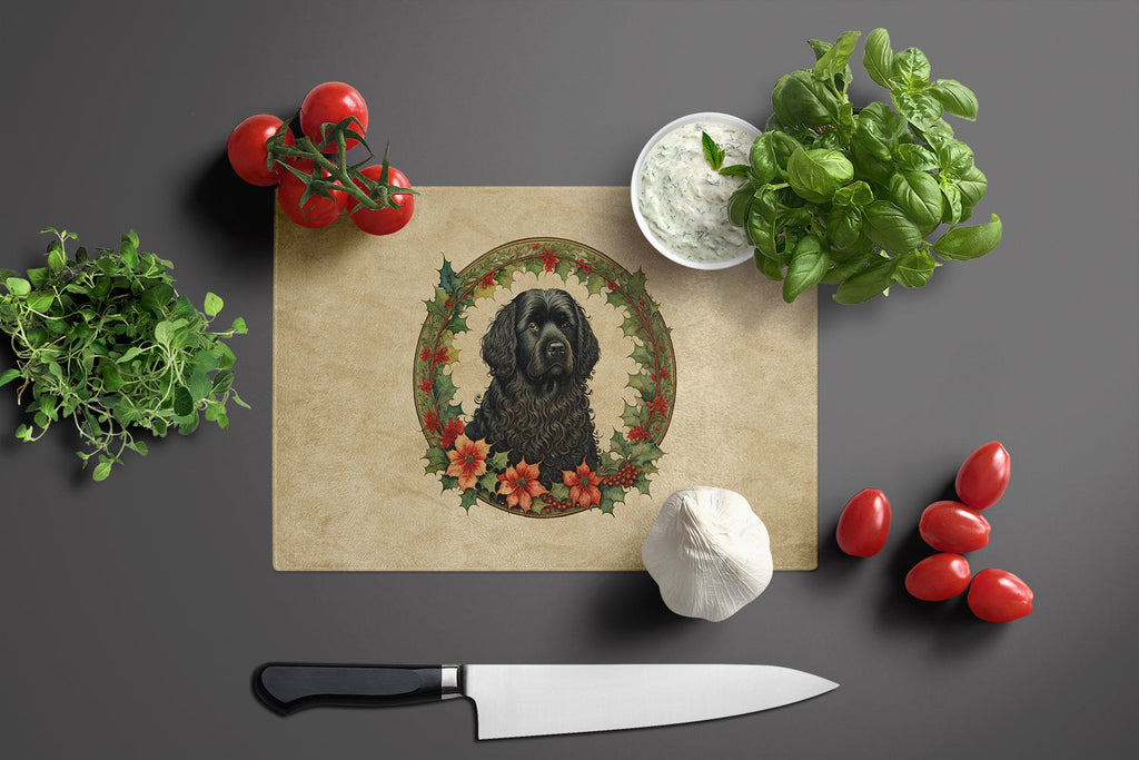 Puli Christmas Flowers Cutting Board Tempered Glass Kitchen Cutting Surface, Heat Resistant Chopping, Non-Slip Feet, Food Prep & Serving