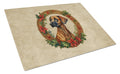 Rhodesian Ridgeback Christmas Flowers Cutting Board Tempered Glass Kitchen Cutting Surface, Heat Resistant Chopping, Non-Slip Feet, Food Prep & Serving