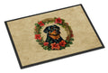 Rottweiler Christmas Flowers Doormat Indoor Outdoor 18H X 27W Front Door Mat Rugs for Entryway, Non Slip Washable