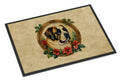 Saint Bernard Christmas Flowers Doormat Indoor Outdoor 18H X 27W Front Door Mat Rugs for Entryway, Non Slip Washable