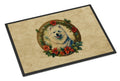 Samoyed Christmas Flowers Doormat Indoor Outdoor 18H X 27W Front Door Mat Rugs for Entryway, Non Slip Washable